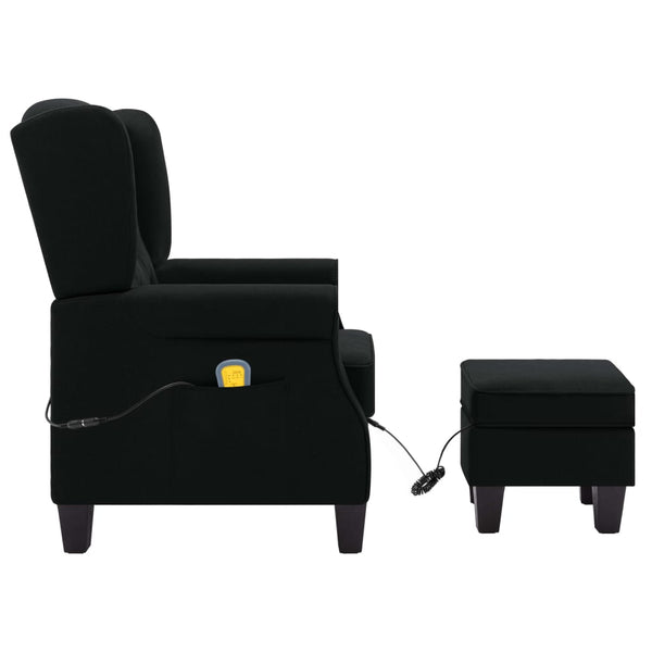vidaXL Massage Recliner with Footrest Black Fabric
