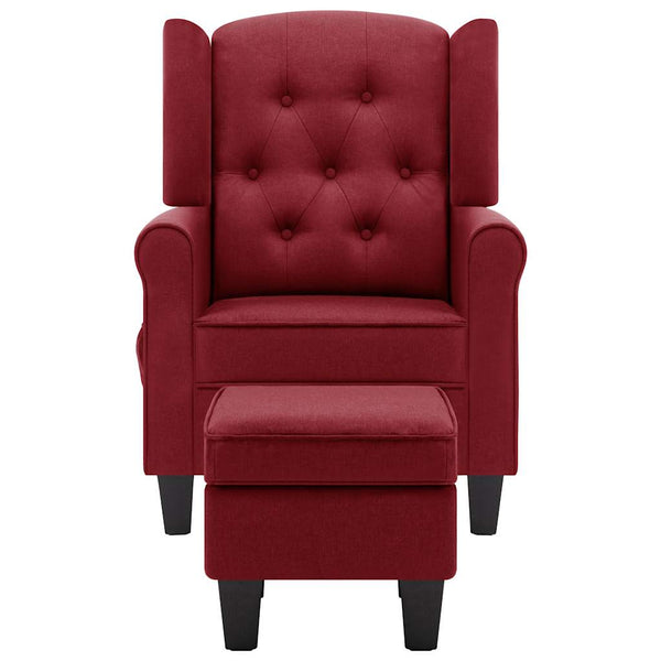 vidaXL Massage Armchair with Footstool Wine Red Fabric