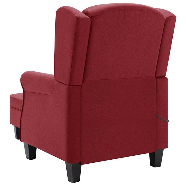 vidaXL Massage Armchair with Footstool Wine Red Fabric