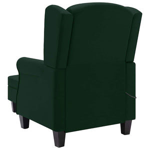 vidaXL Massage Armchair with Footstool Dark Green Fabric