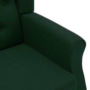 vidaXL Massage Armchair with Footstool Dark Green Fabric