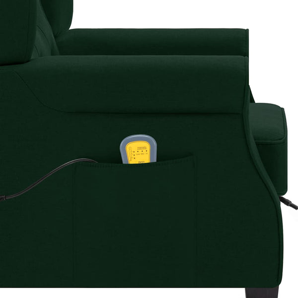 vidaXL Massage Armchair with Footstool Dark Green Fabric