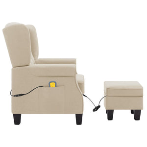 vidaXL Massage Recliner with Footrest Cream Fabric
