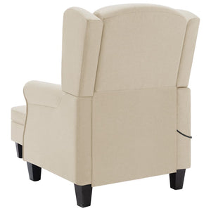 vidaXL Massage Recliner with Footrest Cream Fabric