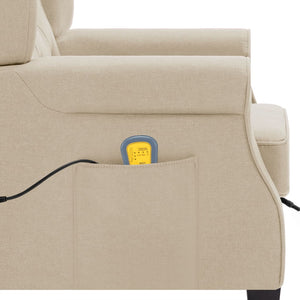 vidaXL Massage Recliner with Footrest Cream Fabric