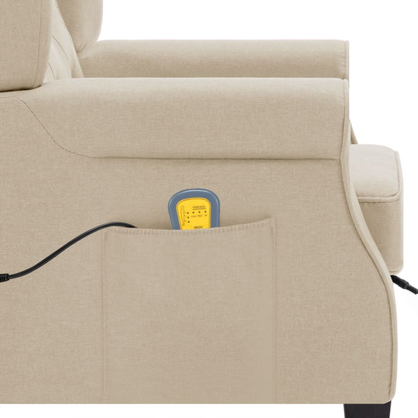 vidaXL Massage Recliner with Footrest Cream Fabric