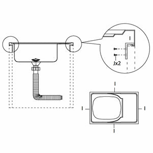 Spüle mit Abtropffläche Set Silbern 600x500x155 mm Edelstahl