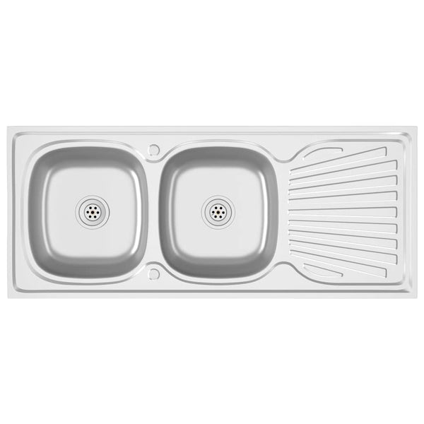 Doppelspüle Silbern 1200x600x155 mm Edelstahl