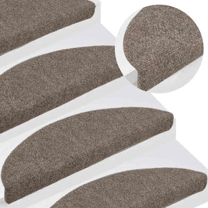 vidaXL Self-Adhesive Stair Mats 15 pcs. 56x17x3 cm Beige Half Round
