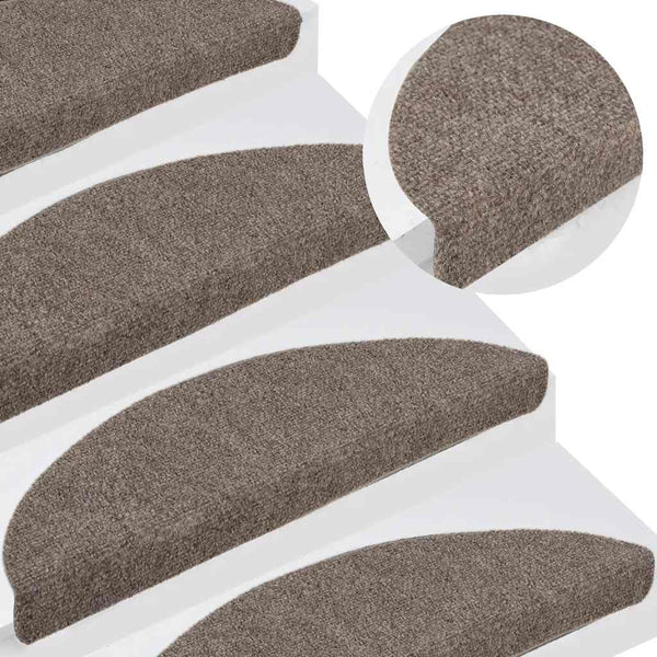 vidaXL Self-Adhesive Stair Mats 15 pcs. 56x17x3 cm Beige Half Round
