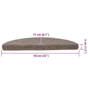 vidaXL Self-Adhesive Stair Mats 15 pcs. 56x17x3 cm Beige Half Round