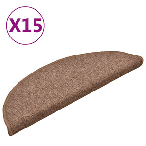 vidaXL Stair Mats 15 pcs. Brown 56x17x3 cm