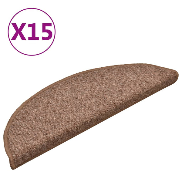 vidaXL Stair Mats 15 pcs. Brown 56x17x3 cm