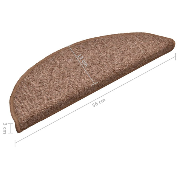 vidaXL Stair Mats 15 pcs. Brown 56x17x3 cm