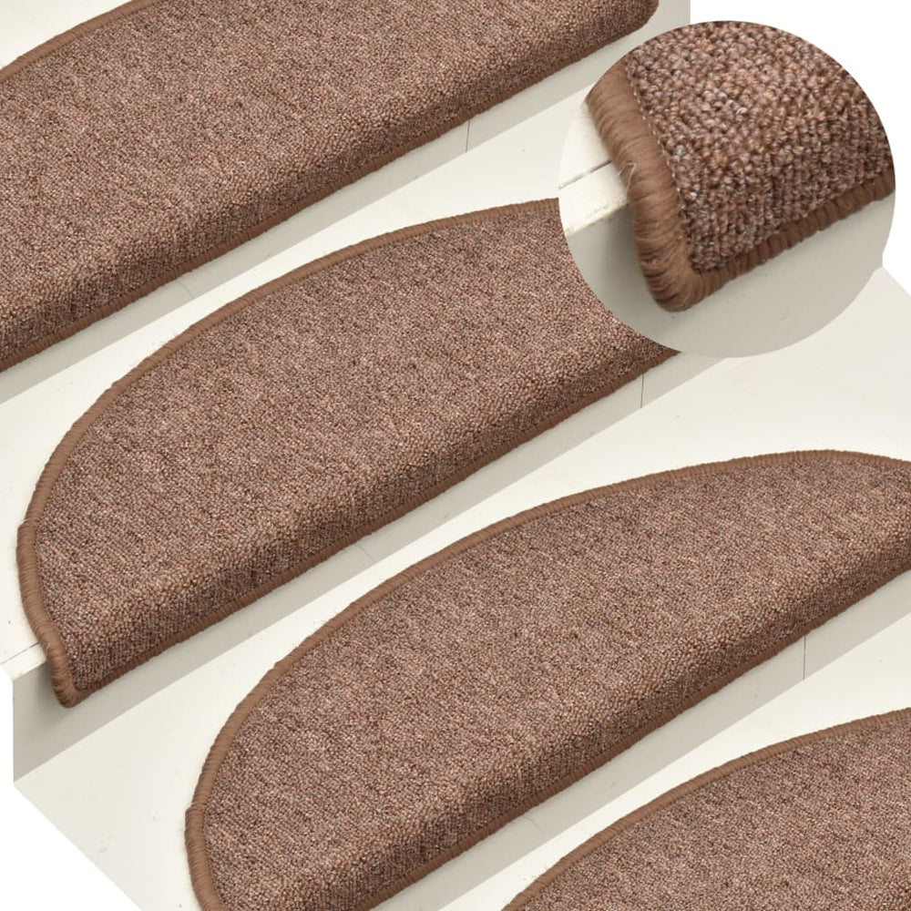 vidaXL Stair Mats 15 pcs. Brown 56x17x3 cm