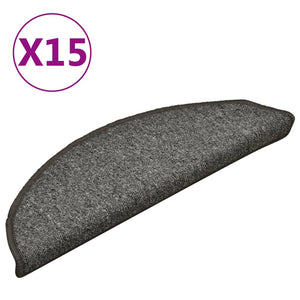 vidaXL Stair Mats 15 pcs. 56x17x3 cm Dark Grey Semi-Circular