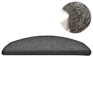 vidaXL Stair Mats 15 pcs. 56x17x3 cm Dark Grey Semi-Circular