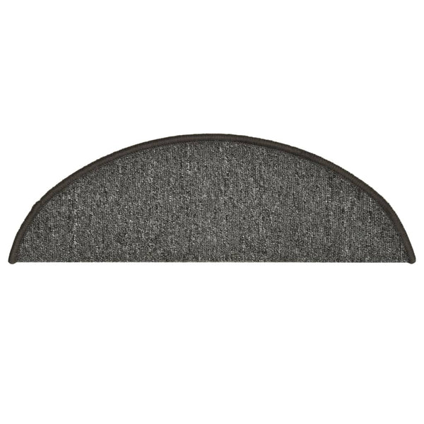 vidaXL Stair Mats 15 pcs. 56x17x3 cm Dark Grey Semi-Circular
