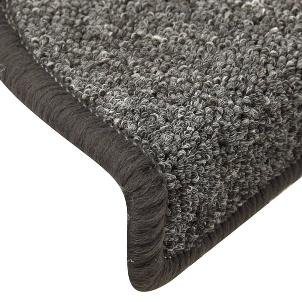 vidaXL Stair Mats 15 pcs. 56x17x3 cm Dark Grey Semi-Circular