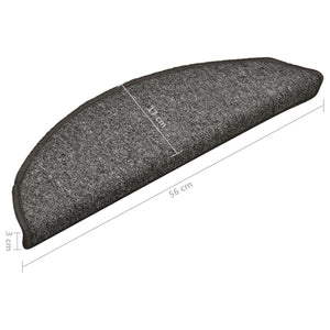 vidaXL Stair Mats 15 pcs. 56x17x3 cm Dark Grey Semi-Circular