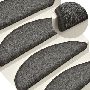 vidaXL Stair Mats 15 pcs. 56x17x3 cm Dark Grey Semi-Circular