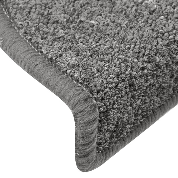vidaXL Stair Mats 15 pcs. 65x24x4 cm Dark Grey Semicircular Large