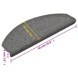 vidaXL Stair Mats 15 pcs. 65x24x4 cm Dark Grey Semicircular Large