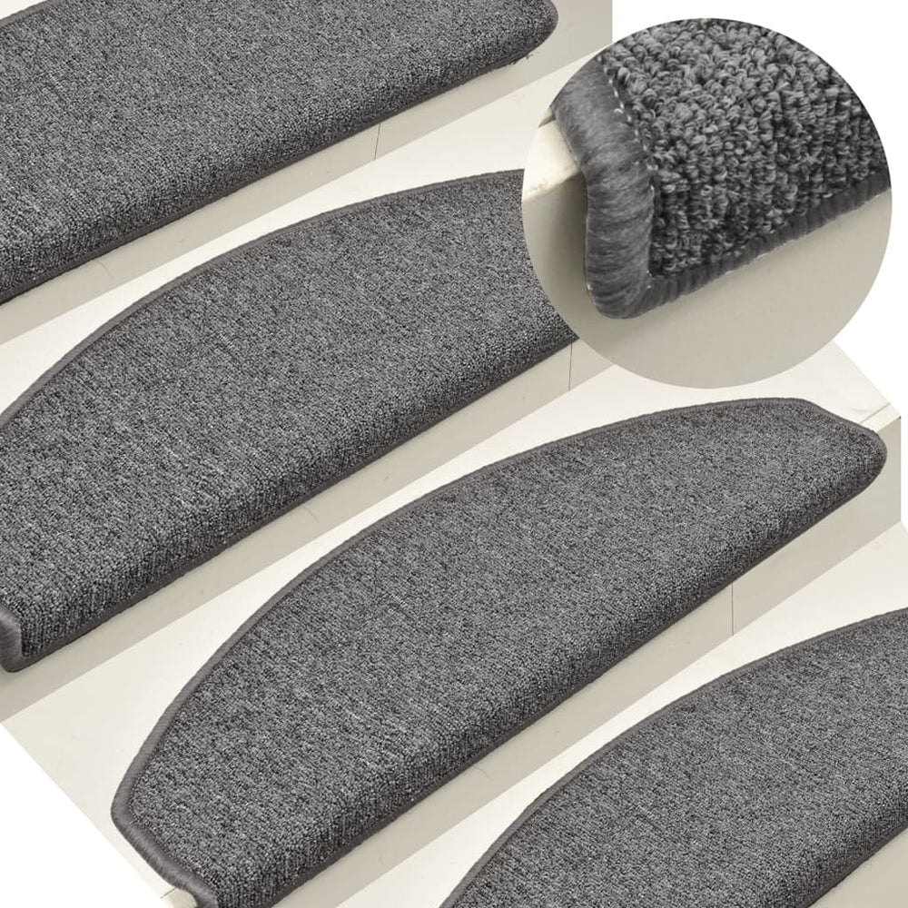 vidaXL Stair Mats 15 pcs. 65x24x4 cm Dark Grey Semicircular Large