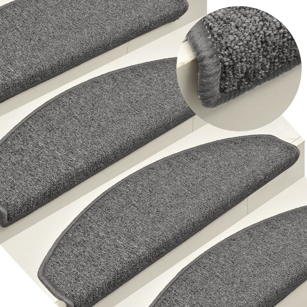 vidaXL Stair Mats 15 pcs. 65x24x4 cm Dark Grey Semicircular Large
