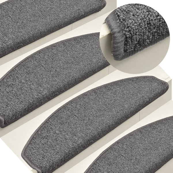 vidaXL Stair Mats 15 pcs. 65x24x4 cm Dark Grey Semicircular Large