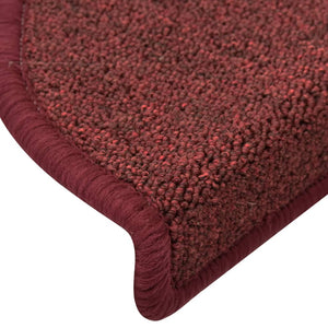 vidaXL Stair Mats 15 pcs. 56x17x3 cm Bordeaux Half-Round