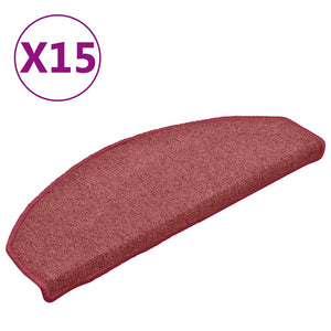 vidaXL Stair Mats 15 pcs. 65x24x4 cm Bordeaux Semi-circular Large