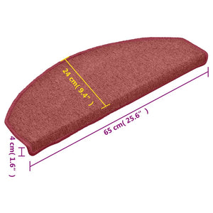 vidaXL Stair Mats 15 pcs. 65x24x4 cm Bordeaux Semi-circular Large