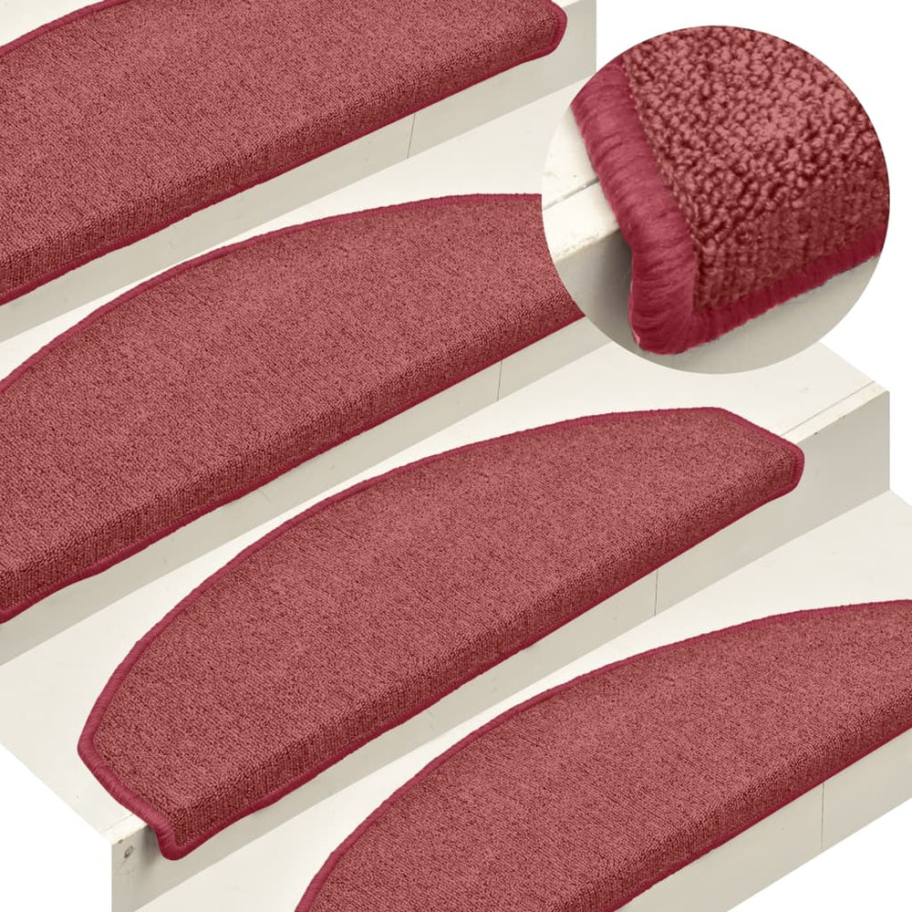 vidaXL Stair Mats 15 pcs. 65x24x4 cm Bordeaux Semi-circular Large