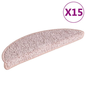 vidaXL Stair Mats 15 pcs 56x17x3 cm Light Pink Half-Round