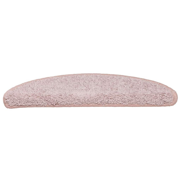 vidaXL Stair Mats 15 pcs 56x17x3 cm Light Pink Half-Round