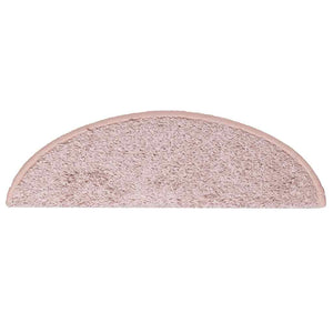 vidaXL Stair Mats 15 pcs 56x17x3 cm Light Pink Half-Round