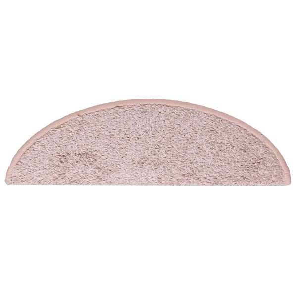 vidaXL Stair Mats 15 pcs 56x17x3 cm Light Pink Half-Round