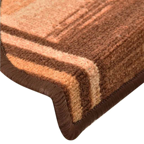 vidaXL Stair Mats Self-Adhesive 15 pcs Brown 65x21x4 cm