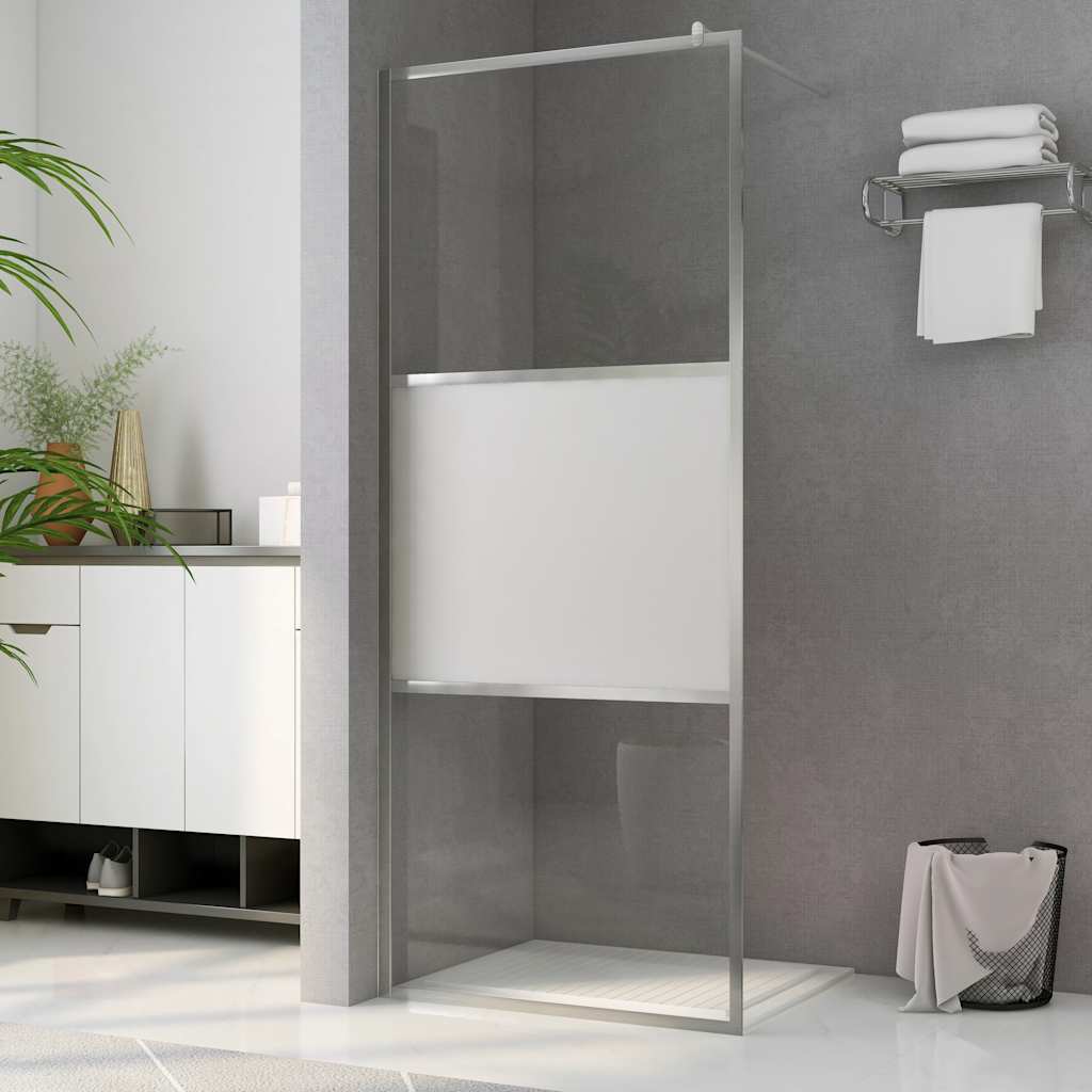 vidaXL Walk-in Shower Screen Half-Frosted ESG Glass 90x195cm