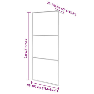 vidaXL Walk-in Shower Screen with Semi-Frosted ESG Glass 100x195cm
