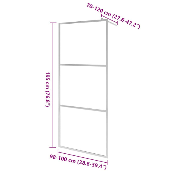 vidaXL Walk-in Shower Screen with Semi-Frosted ESG Glass 100x195cm
