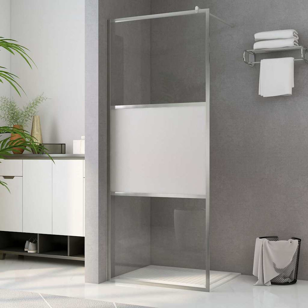 vidaXL Walk-in Shower Screen with Semi-Frosted ESG Glass 100x195cm