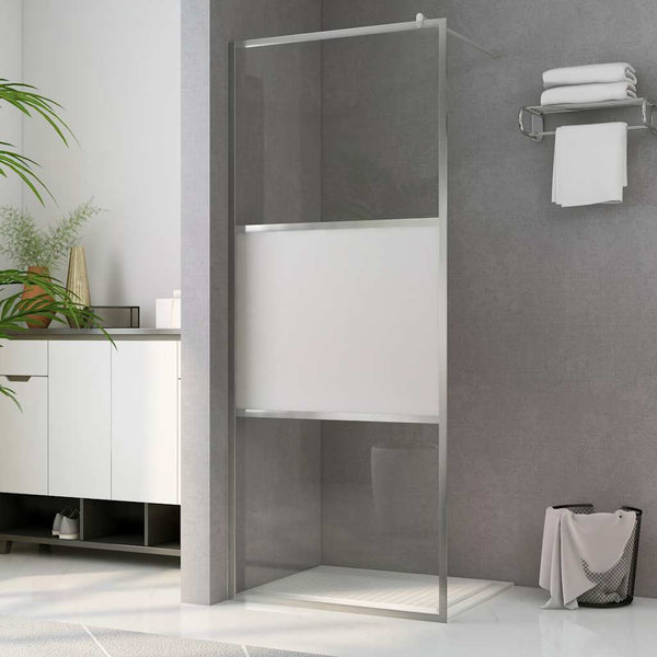 vidaXL Walk-in Shower Screen with Semi-Frosted ESG Glass 115x195cm