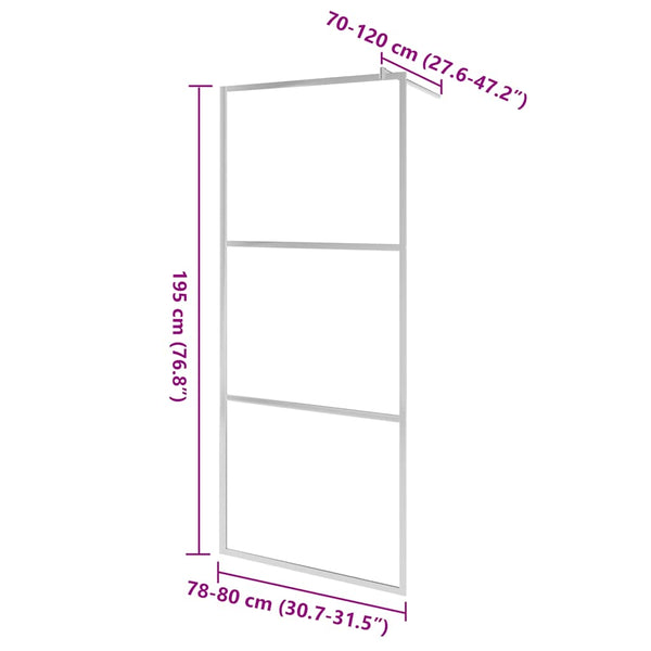 vidaXL Walk-in Shower Screen with Fully Frosted ESG Glass 80x195 cm