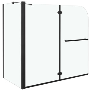 Badewannenaufsatz 2-fach Faltbar ESG 120x68x130 cm Schwarz