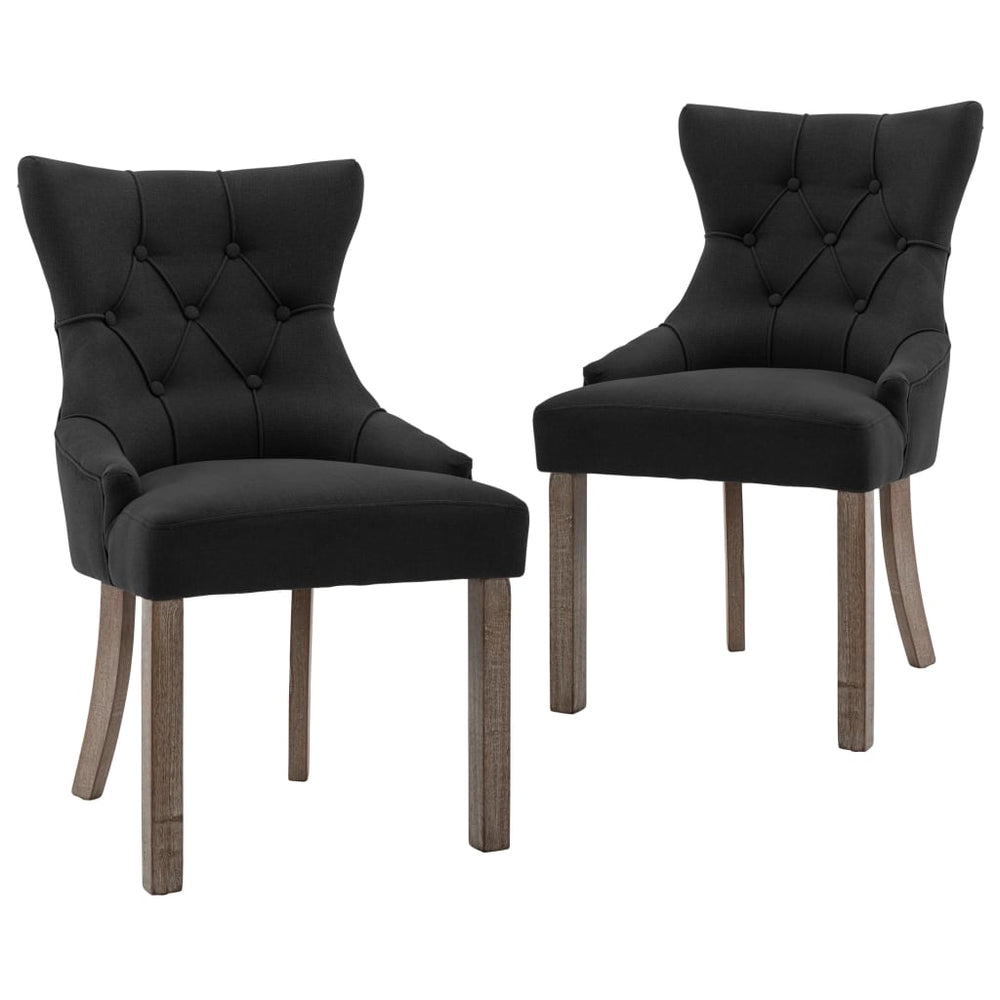 vidaXL Dining Chairs 2 pcs Black Fabric