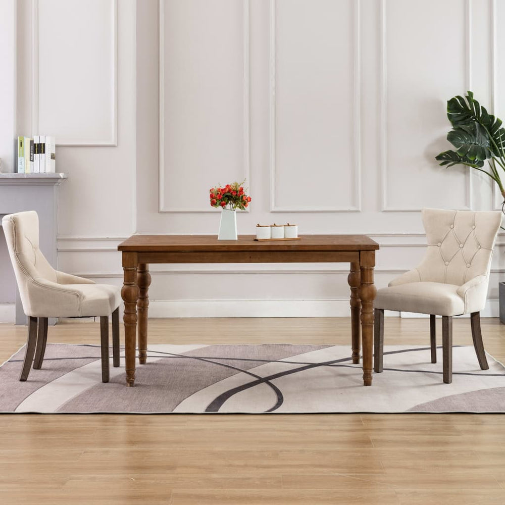 vidaXL Dining Chairs 2 pcs Beige Fabric