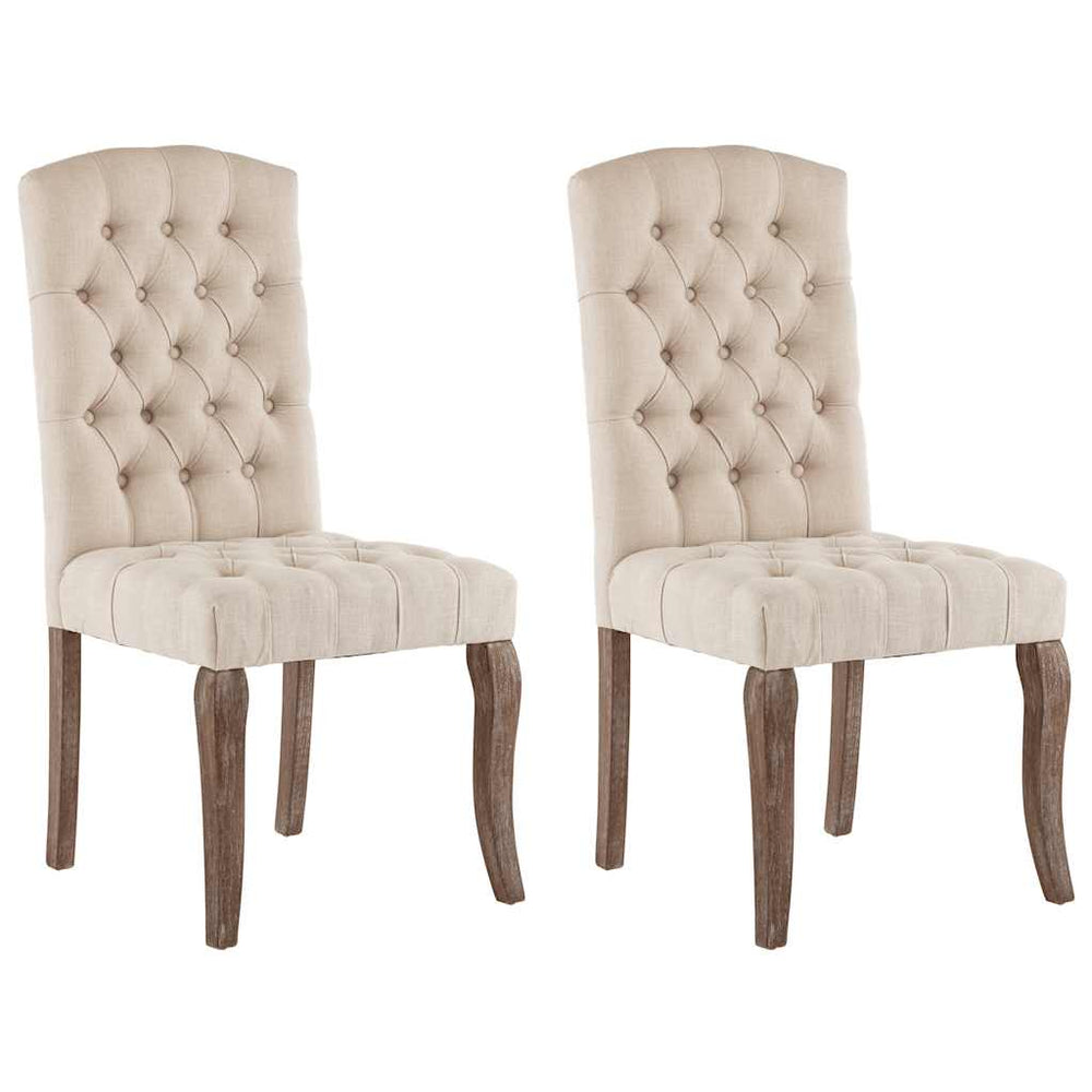 vidaXL Dining Chairs 2 pcs. Beige Linen Look Fabric