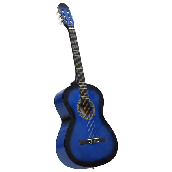 vidaXL Classic Guitar for Beginners with Bag Blue 4/4 39"